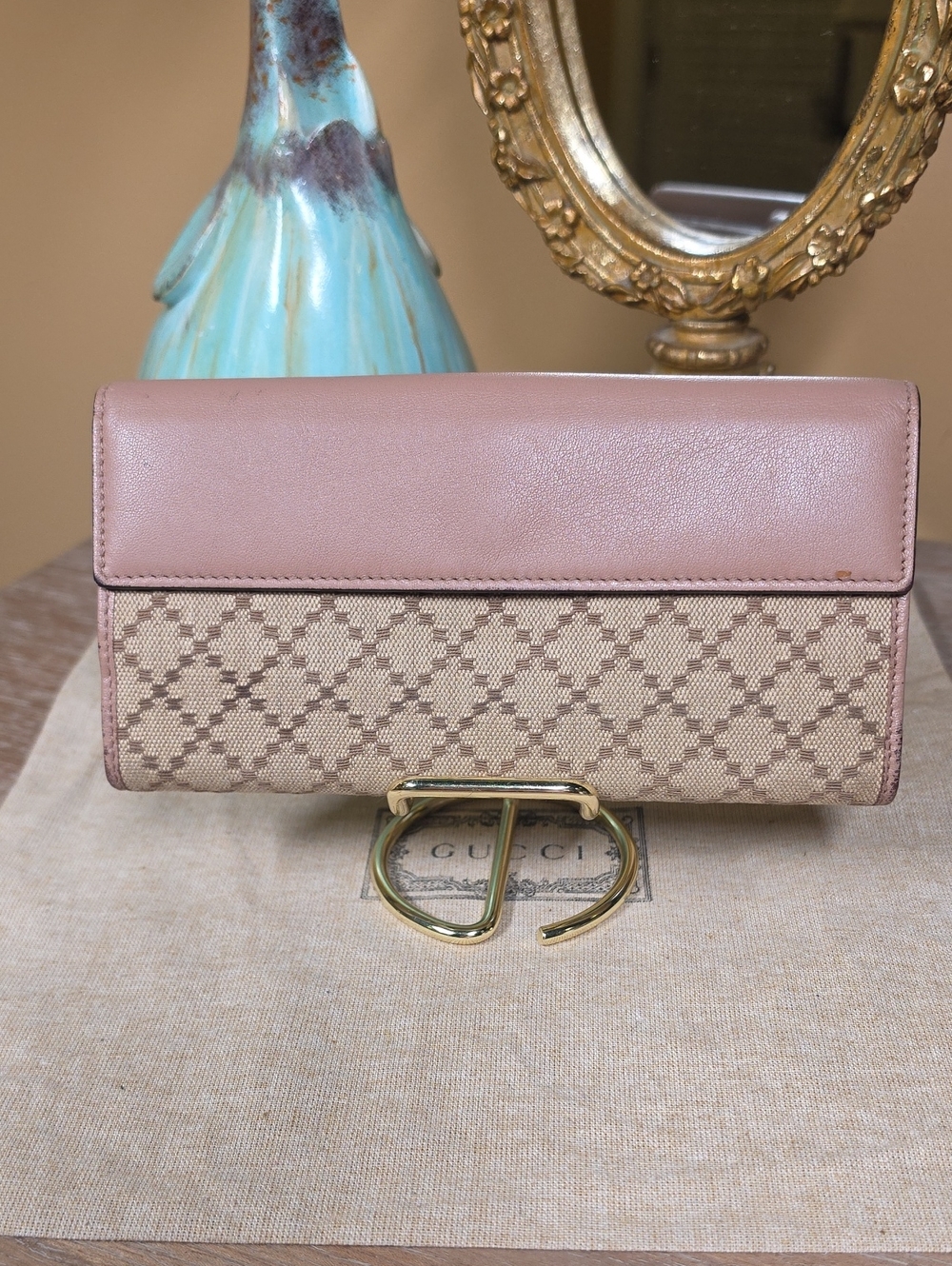 Authentic Gucci "Lovely Heart" Diamante Canvas Continental Wallet Vintage EUC - Picture 12 of 13